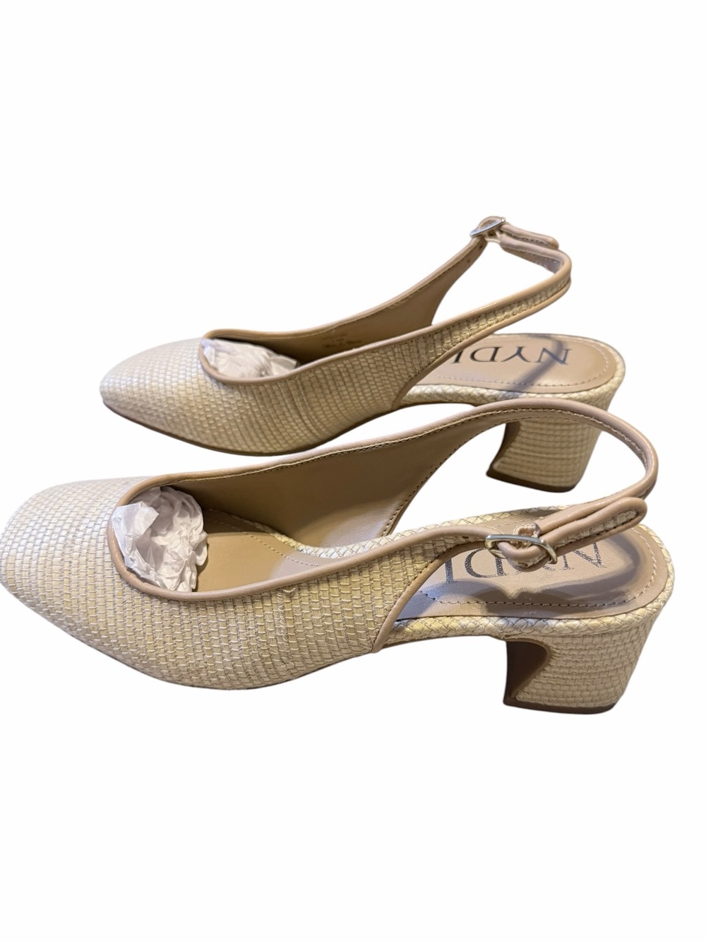 🌼🌟NIB NYDJ Stripped Raffia Tan Woven Slingback Flats Size 7.5M - Picture 8 of 8